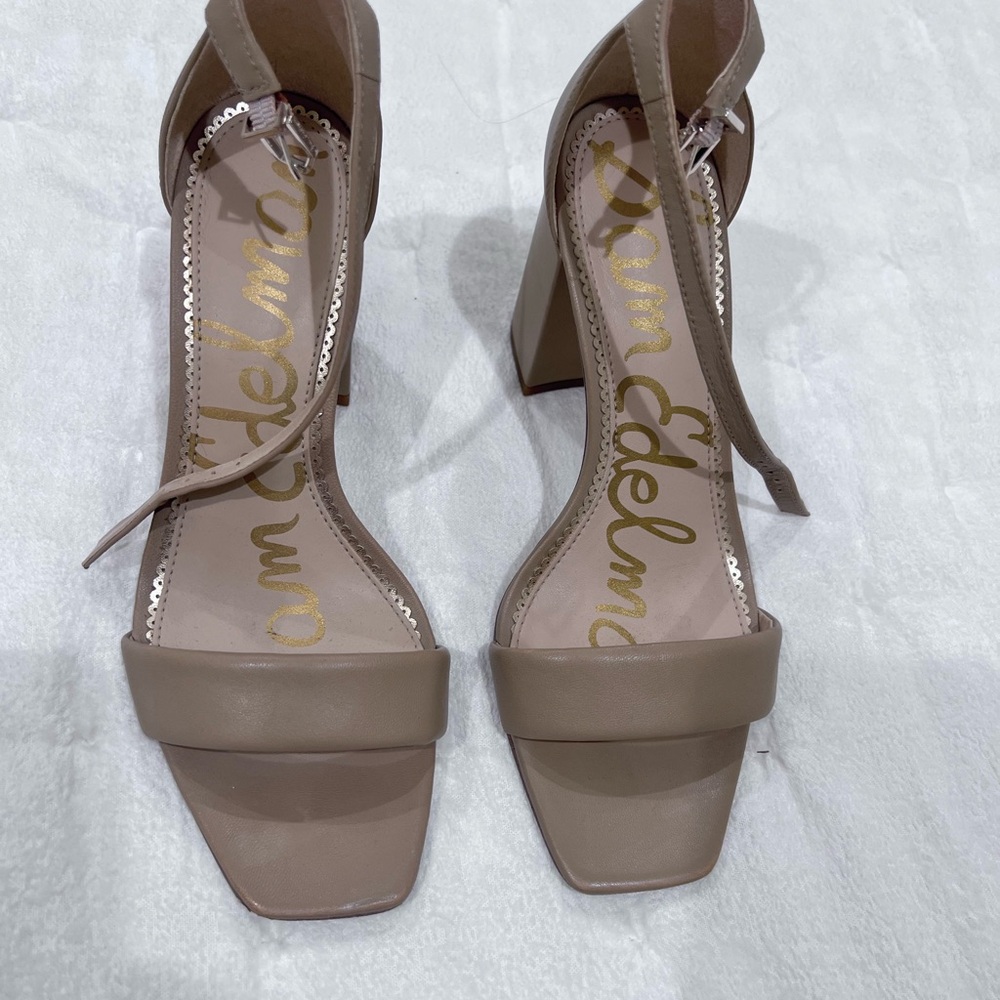 Sam Edelman Tan Heeled Sandals with Ankle Strap